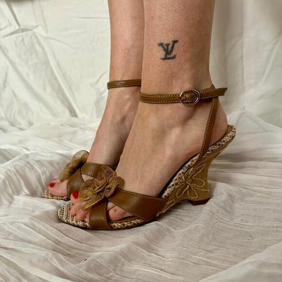 Y2k summer wedges floral embroidered strappy platform sandals - Picture 8 of 8